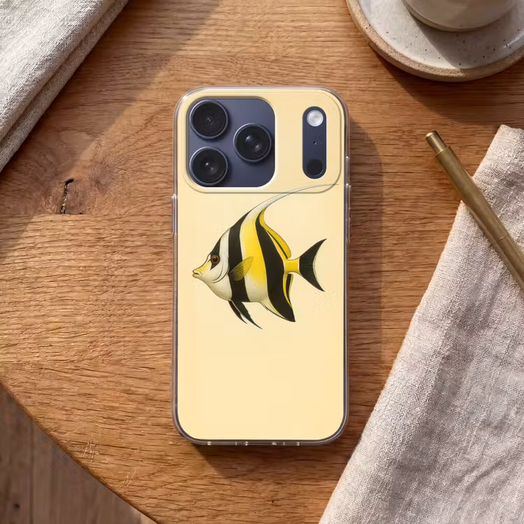 Vis - Sierlijk - Rugvin - Geel Telefoonhoesje iPhone 17 Pro klein -sfeer1