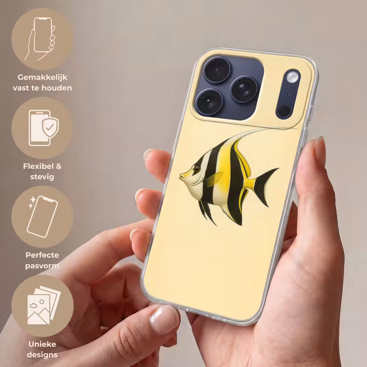 Vis - Sierlijk - Rugvin - Geel Telefoonhoesje iPhone 17 Pro klein -sfeer3_NL