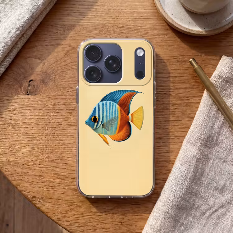 Vis - Vinnen - Blauw - Ogen Telefoonhoesje iPhone 17 Pro klein -sfeer1