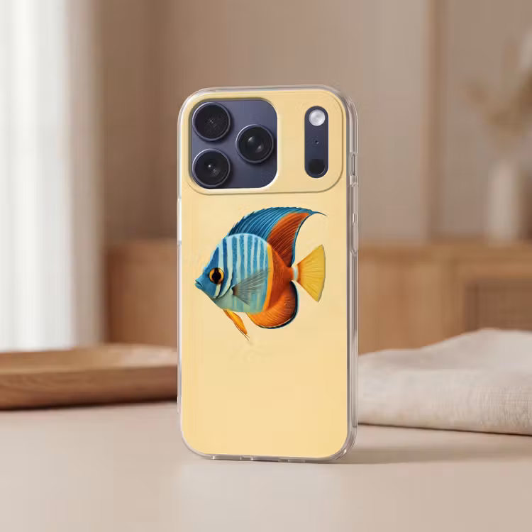 Vis - Vinnen - Blauw - Ogen Telefoonhoesje iPhone 17 Pro klein -sfeer2