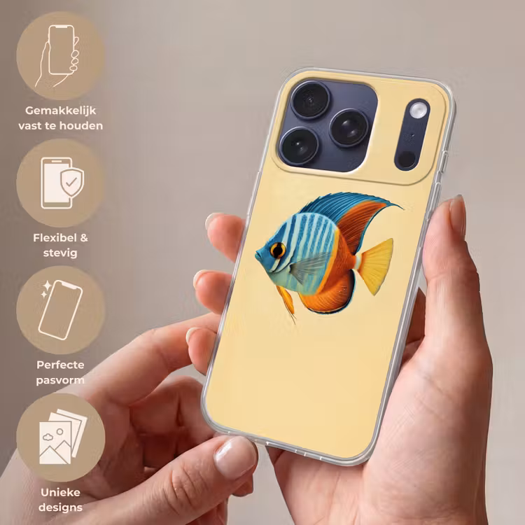 Vis - Vinnen - Blauw - Ogen Telefoonhoesje iPhone 17 Pro klein -sfeer3_NL