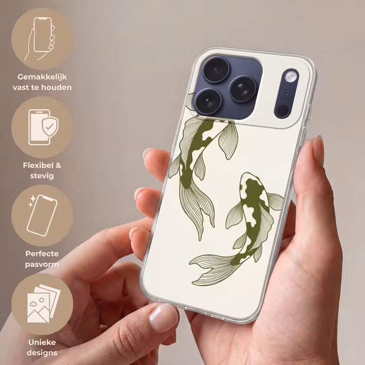 Vis - Zwemmend - Groen - Abstract - Dieren Telefoonhoesje iPhone 17 Pro klein -sfeer3_NL
