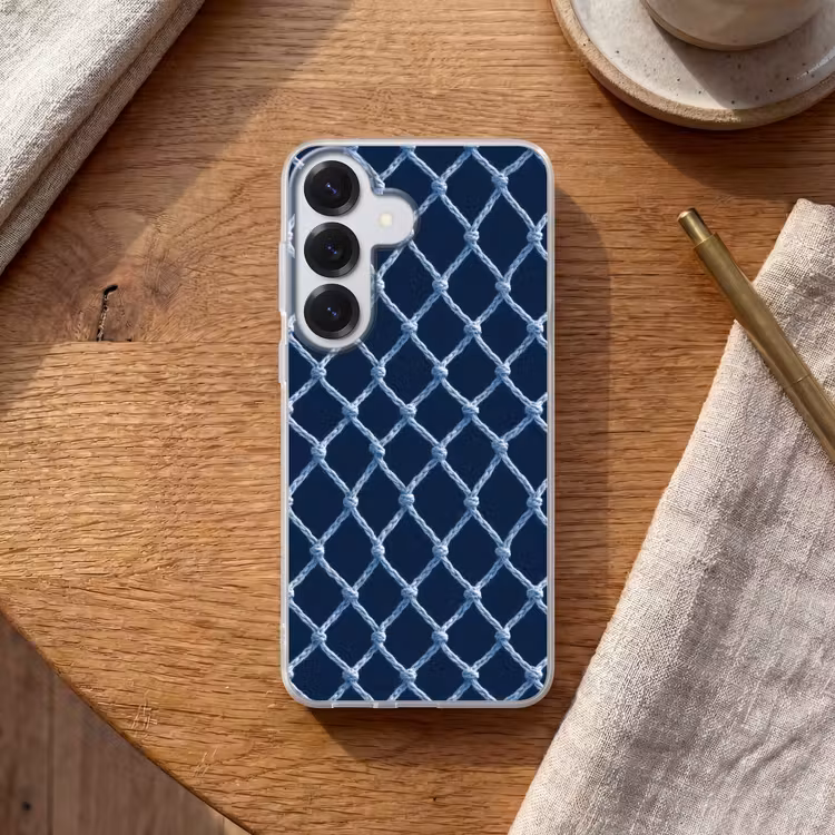 Visnet - Touw - Patroon - Marineblauw Telefoonhoesje Samsung Galaxy S26 klein 975 -sfeer1