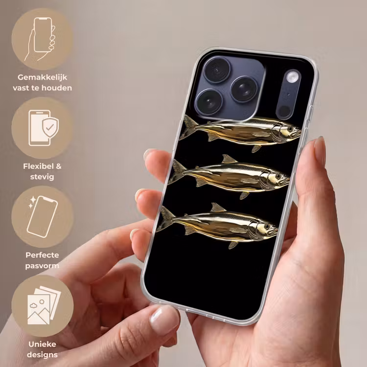 Vissen - Goud - Zwart Telefoonhoesje iPhone 17 Pro klein -sfeer3_NL