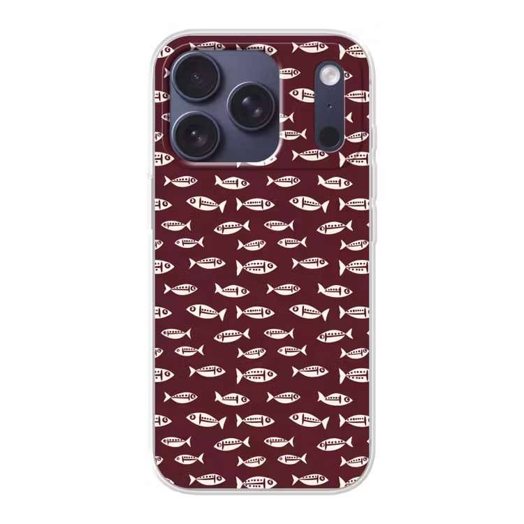 Vissen - Grafisch - Patroon - Donker Telefoonhoesje iPhone 17 Pro klein 878 -3d