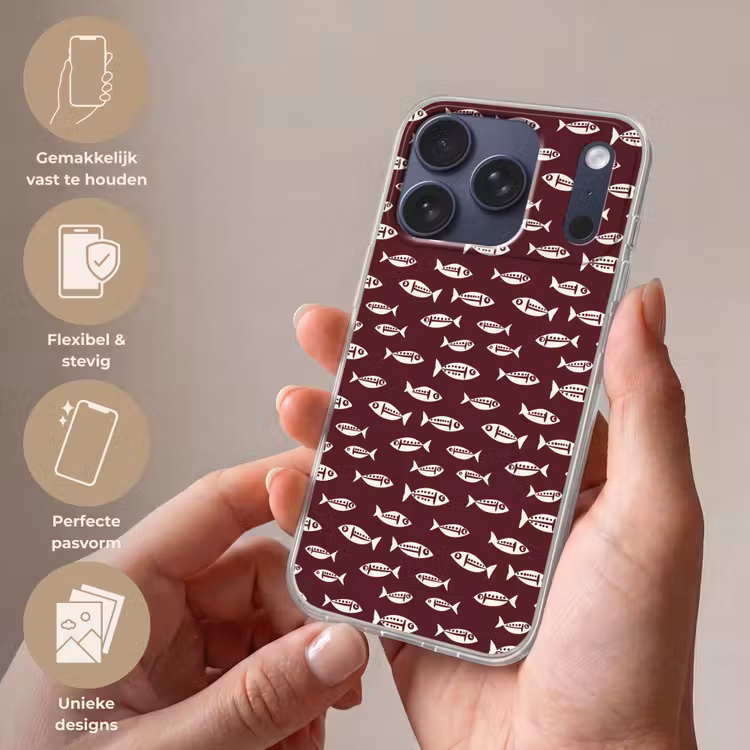 Vissen - Grafisch - Patroon - Donker Telefoonhoesje iPhone 17 Pro klein 878 -sfeer3_NL
