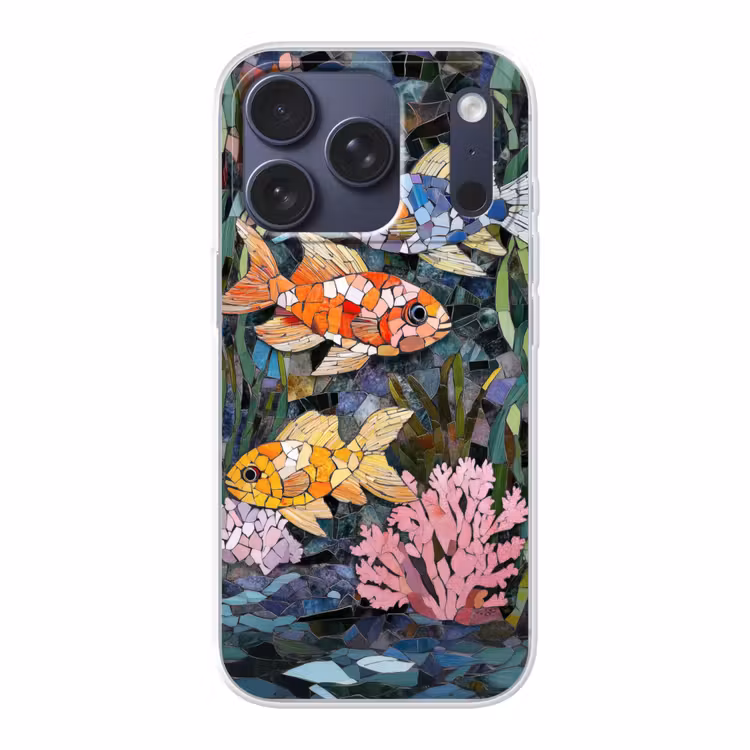 Vissen - Koraal - Zee - Mozaïek Telefoonhoesje iPhone 17 Pro klein -3d