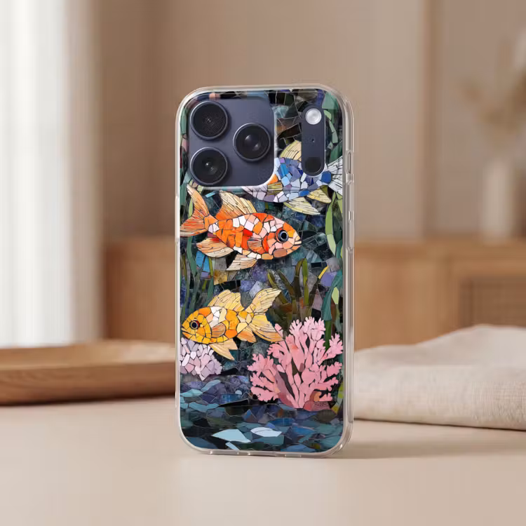 Vissen - Koraal - Zee - Mozaïek Telefoonhoesje iPhone 17 Pro klein -sfeer2
