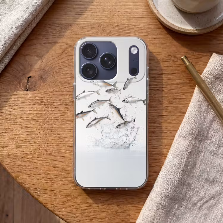 Vissen - Water - Wit Telefoonhoesje iPhone 17 Pro klein -sfeer1