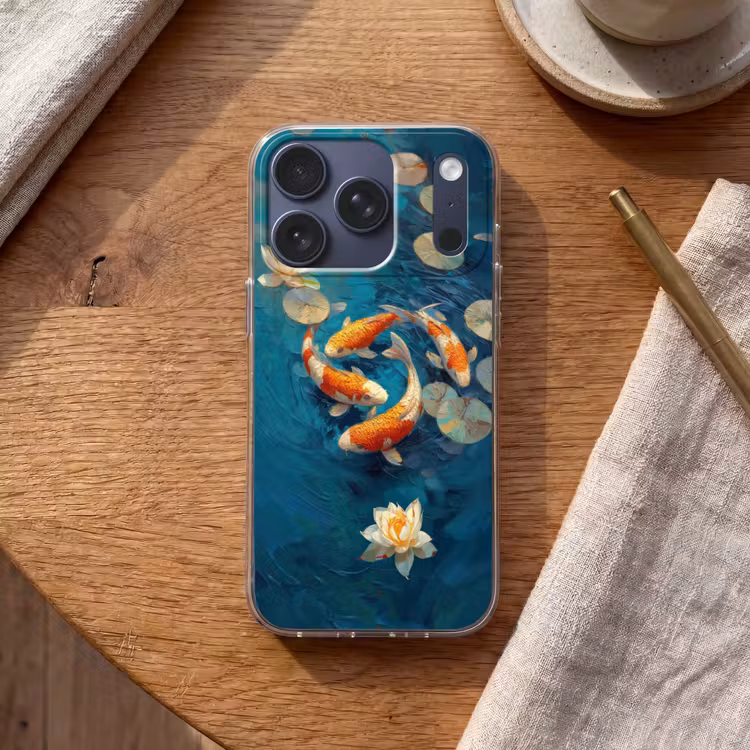 Vissen - Waterlelies - Oranje - Water Telefoonhoesje iPhone 17 Pro klein -sfeer1