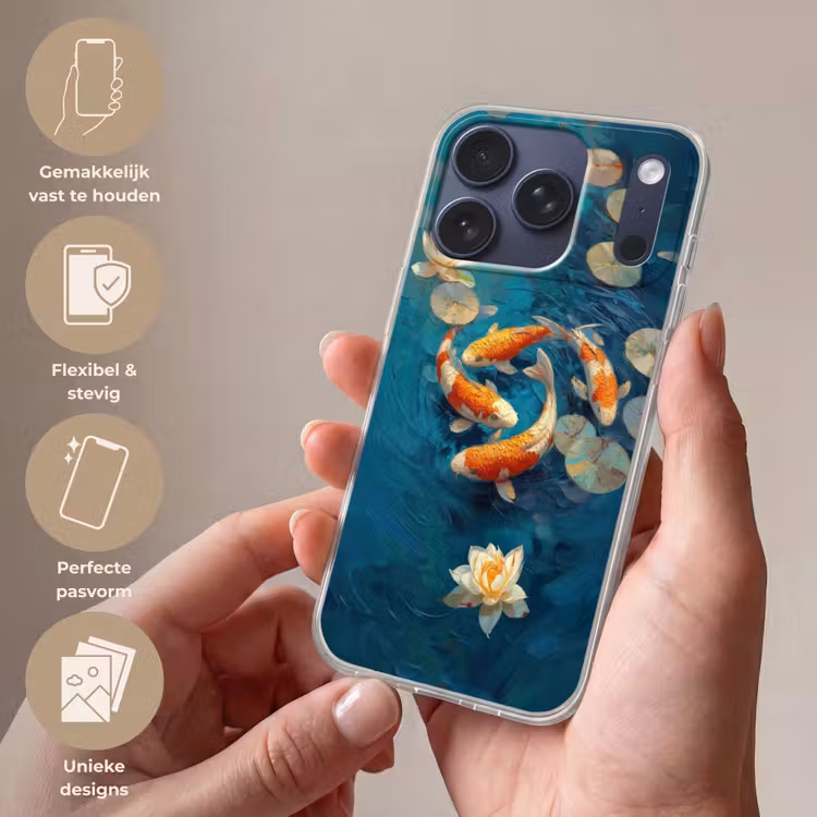 Vissen - Waterlelies - Oranje - Water Telefoonhoesje iPhone 17 Pro klein -sfeer3_NL