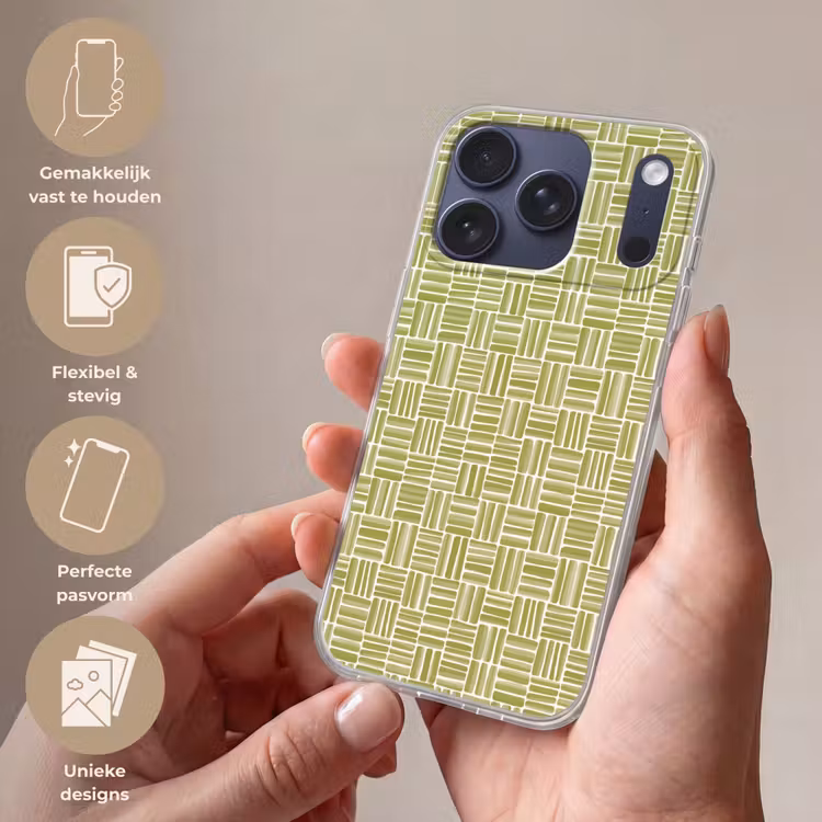 Vlecht - Patroon - Groen Telefoonhoesje iPhone 17 Pro klein 878 -sfeer3_NL