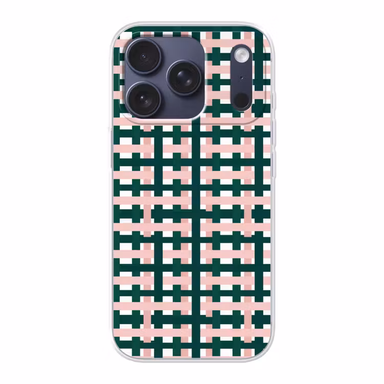 Vlechtpatroon - Groen - Roze - Grafisch Telefoonhoesje iPhone 17 Pro klein 878 -3d