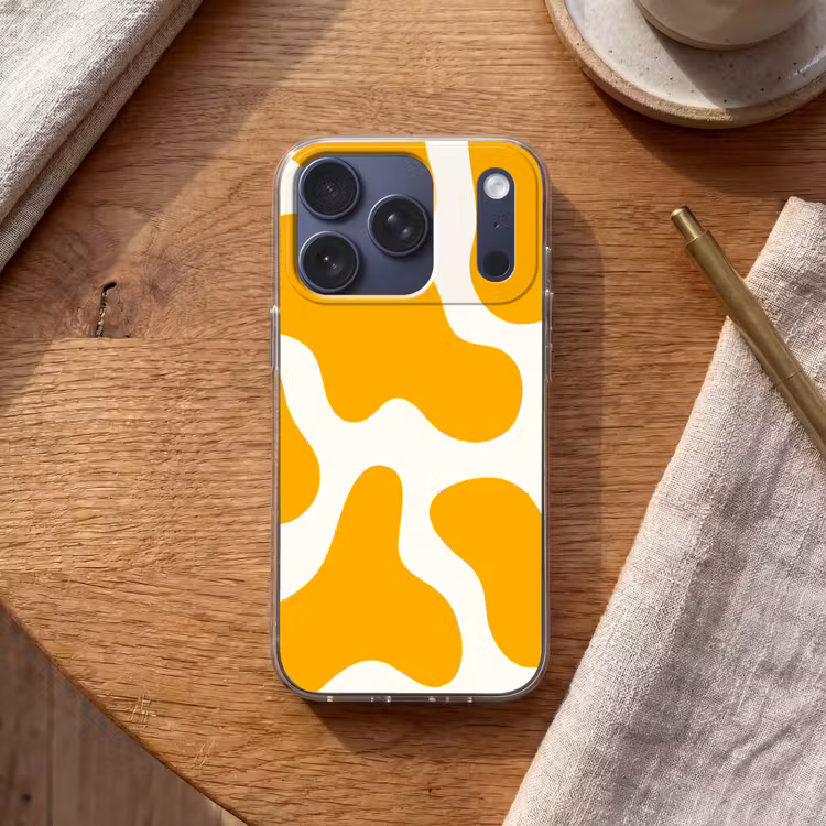 Vlekken patroon - Wit - Geel - Minimalistisch Telefoonhoesje iPhone 17 Pro klein -sfeer1