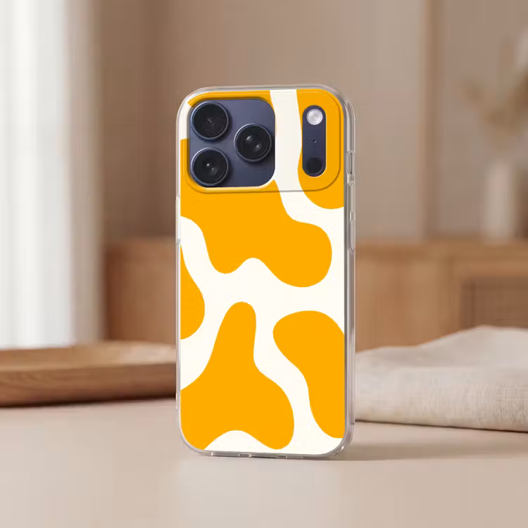 Vlekken patroon - Wit - Geel - Minimalistisch Telefoonhoesje iPhone 17 Pro klein -sfeer2