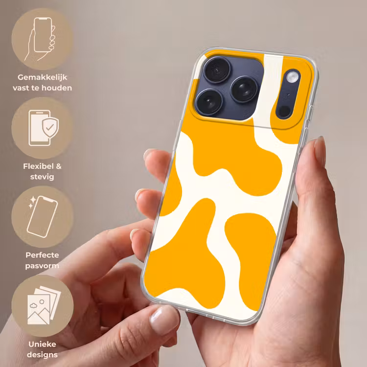 Vlekken patroon - Wit - Geel - Minimalistisch Telefoonhoesje iPhone 17 Pro klein -sfeer3_NL
