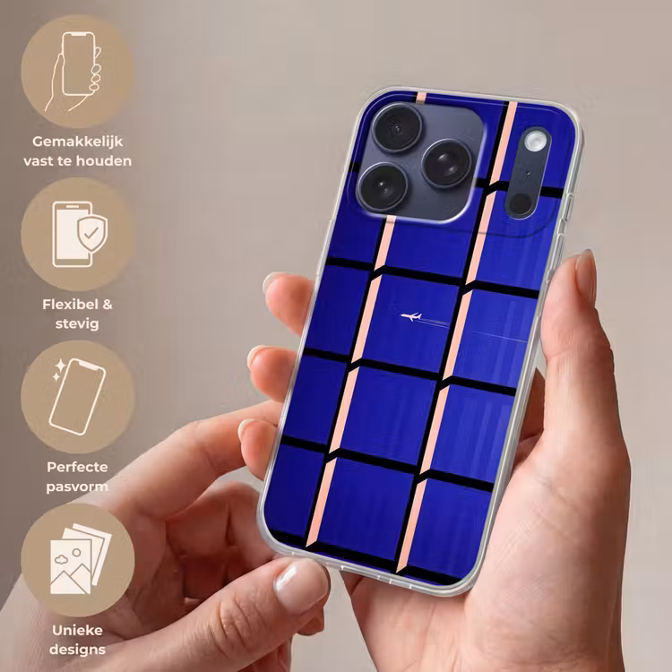 Vliegtuig - Ruiten - Blauw - Rechthoekig Telefoonhoesje iPhone 17 Pro klein -sfeer3_NL