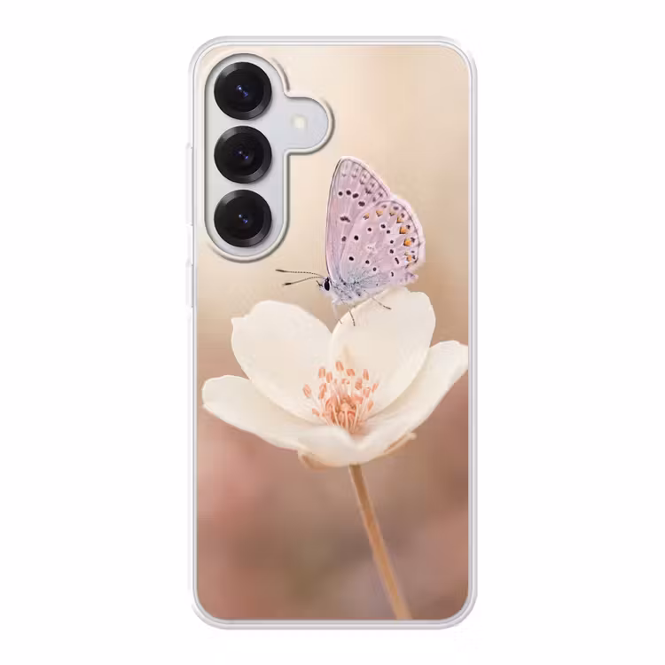 Vlinder - Bloem - Blauw Telefoonhoesje Samsung Galaxy S26 klein -3d