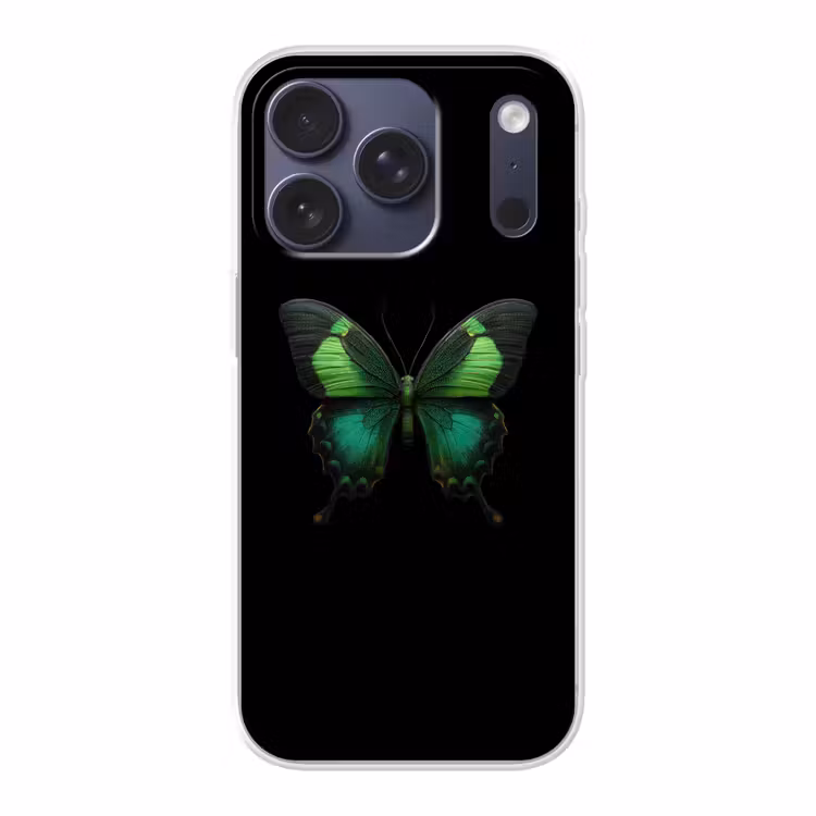 Vlinder - Groen - Opvallend Telefoonhoesje iPhone 17 Pro klein -3d