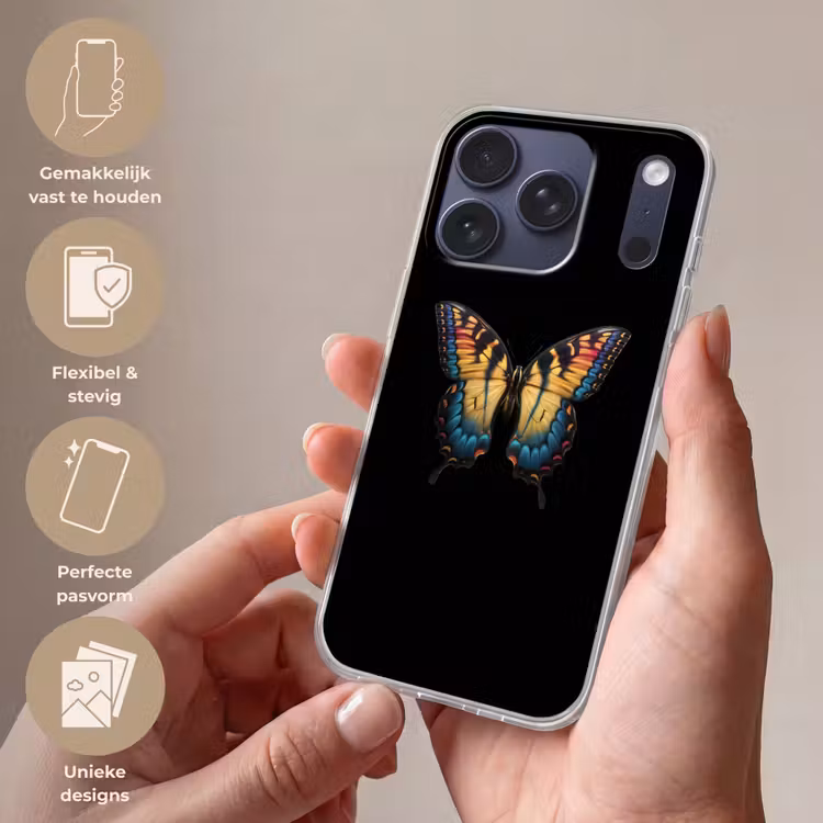 Vlinder - Kleurrijk - Speels Telefoonhoesje iPhone 17 Pro klein -sfeer3_NL