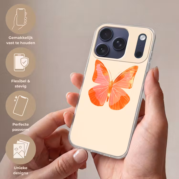 Vlinder - Minimalistisch - Roze Telefoonhoesje iPhone 17 Pro klein -sfeer3_NL