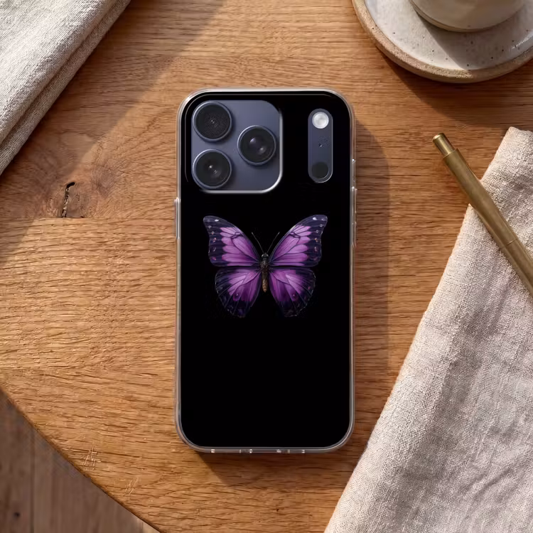 Vlinder - Paars - Levendig Telefoonhoesje iPhone 17 Pro klein -sfeer1
