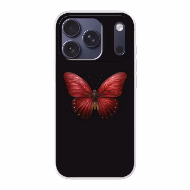 Vlinder - Rood - Minimalistisch Telefoonhoesje iPhone 17 Pro klein -3d