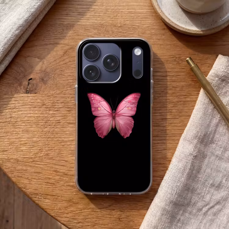 Vlinder - roze - Elegant Telefoonhoesje iPhone 17 Pro klein -sfeer1
