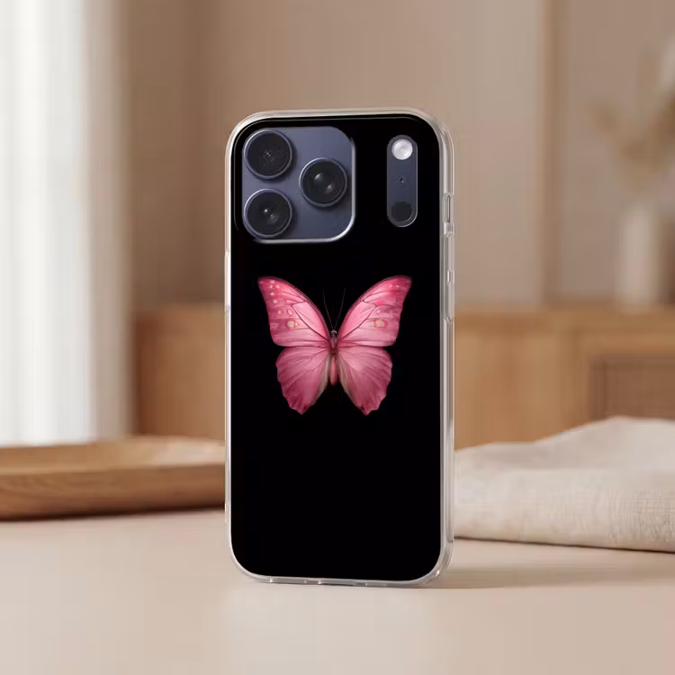 Vlinder - roze - Elegant Telefoonhoesje iPhone 17 Pro klein -sfeer2
