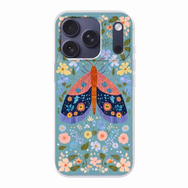 Vlinder - Sierlijk - Bloemen - Bladeren Telefoonhoesje iPhone 17 Pro klein -3d