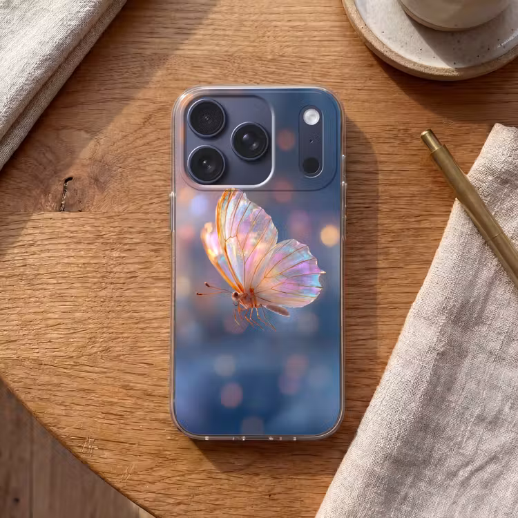 Vlinder - Vleugels - Pastel - Glinstering Telefoonhoesje iPhone 17 Pro klein -sfeer1
