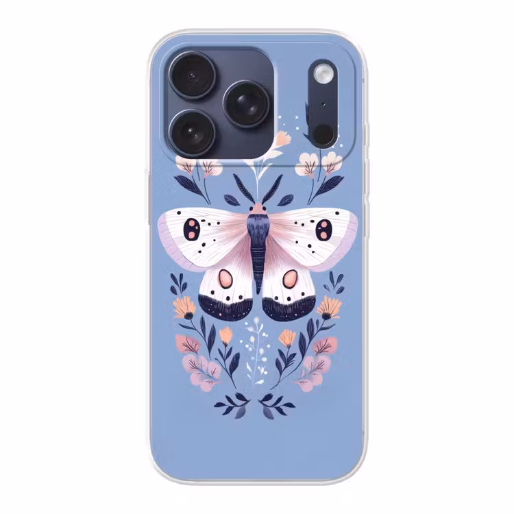Vlinder - Vleugels - Stippen - Bloemen Telefoonhoesje iPhone 17 Pro klein -3d