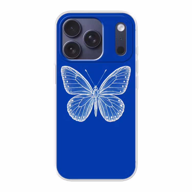 Vlinder - Wit - Getekend - Stippen Telefoonhoesje iPhone 17 Pro klein -3d
