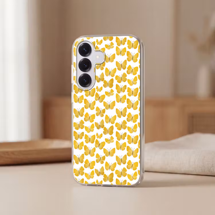 Vlinders - Botanisch - Illustratie - Geel - Wit Telefoonhoesje Samsung Galaxy S26 klein 975 -sfeer2