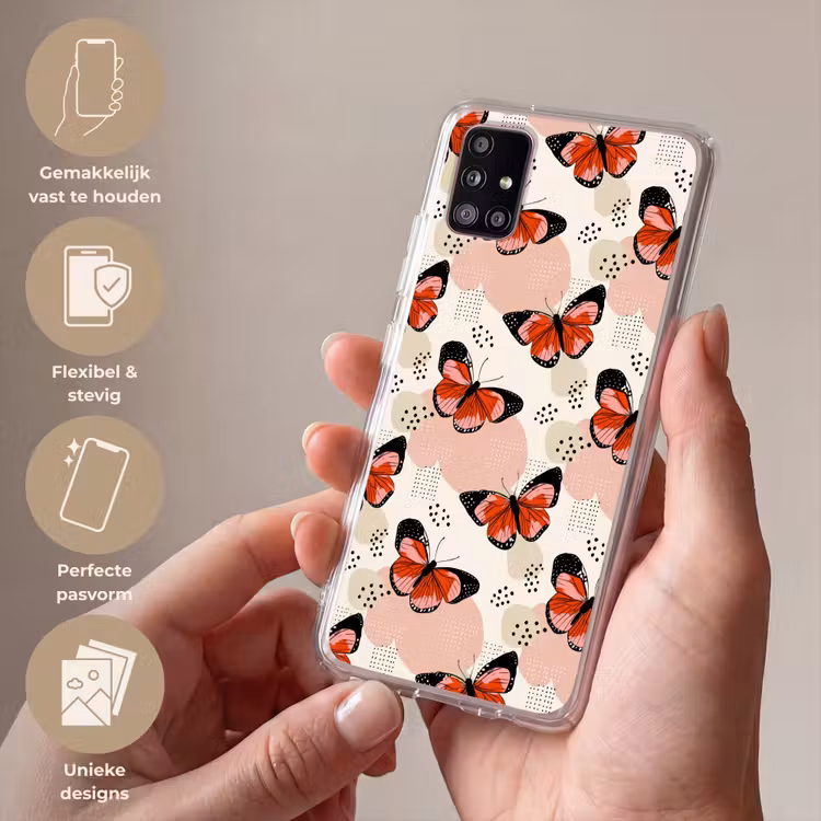 Vlinders - Retro - Kleurrijk Telefoonhoesje Samsung Galaxy A51 5G klein 373 -sfeer3_NL