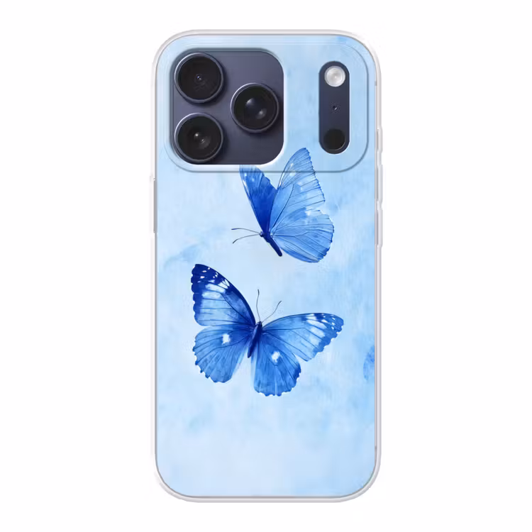 Vlinders - Sierlijk - Blauw Telefoonhoesje iPhone 17 Pro klein -3d