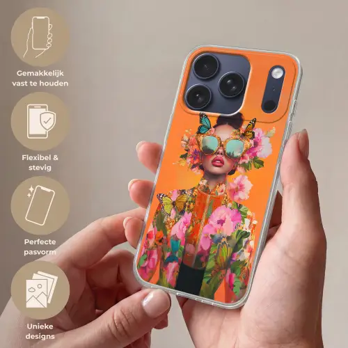 Vlinders - Vrouw - Zonnebril - Kleurrijk Telefoonhoesje iPhone 17 Pro klein -sfeer3_NL