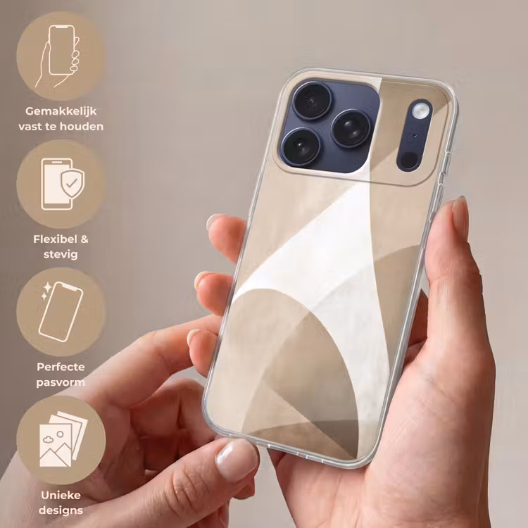 Vloeiende vlakken - Harmonieus - Golvend Telefoonhoesje iPhone 17 Pro klein -sfeer3_NL