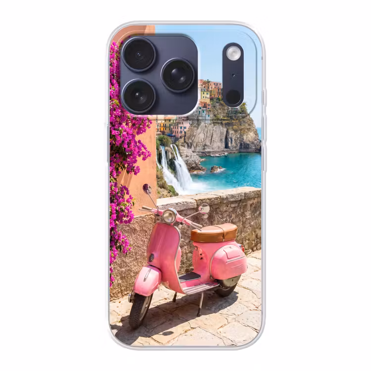 Voertuig - Roze - Kust - Zomer - Reizen Telefoonhoesje iPhone 17 Pro klein -3d
