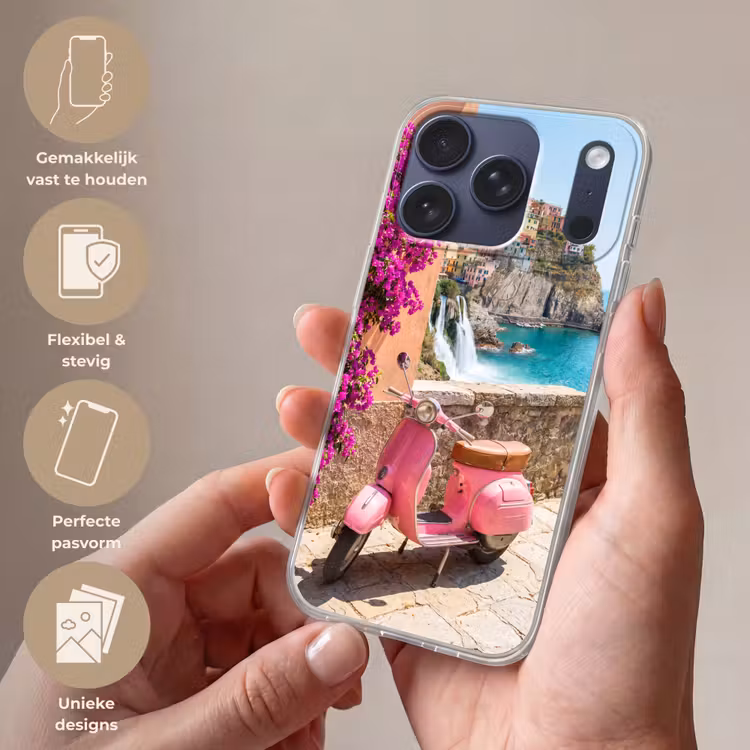 Voertuig - Roze - Kust - Zomer - Reizen Telefoonhoesje iPhone 17 Pro klein -sfeer3_NL