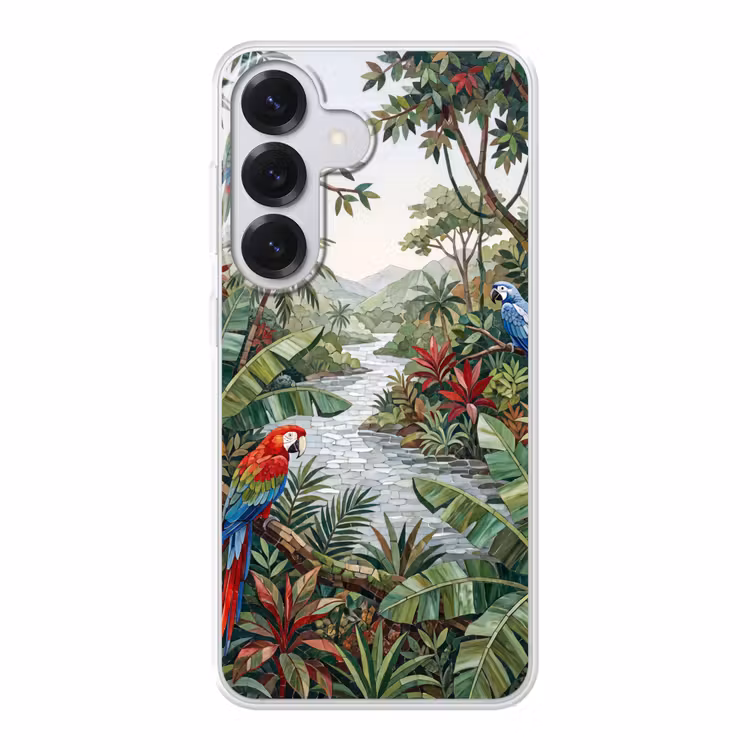 Vogel - Jungle - Natuur - Mozaïek - Groen Telefoonhoesje Samsung Galaxy S26 klein -3d