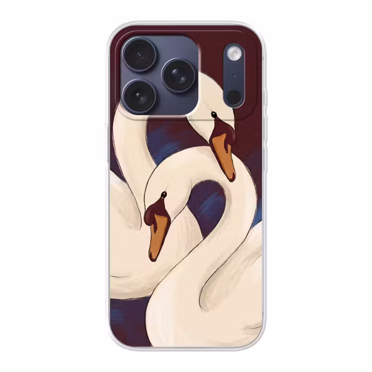 Vogel - Koppel - Liefde - Abstract - Wit Telefoonhoesje iPhone 17 Pro klein -3d