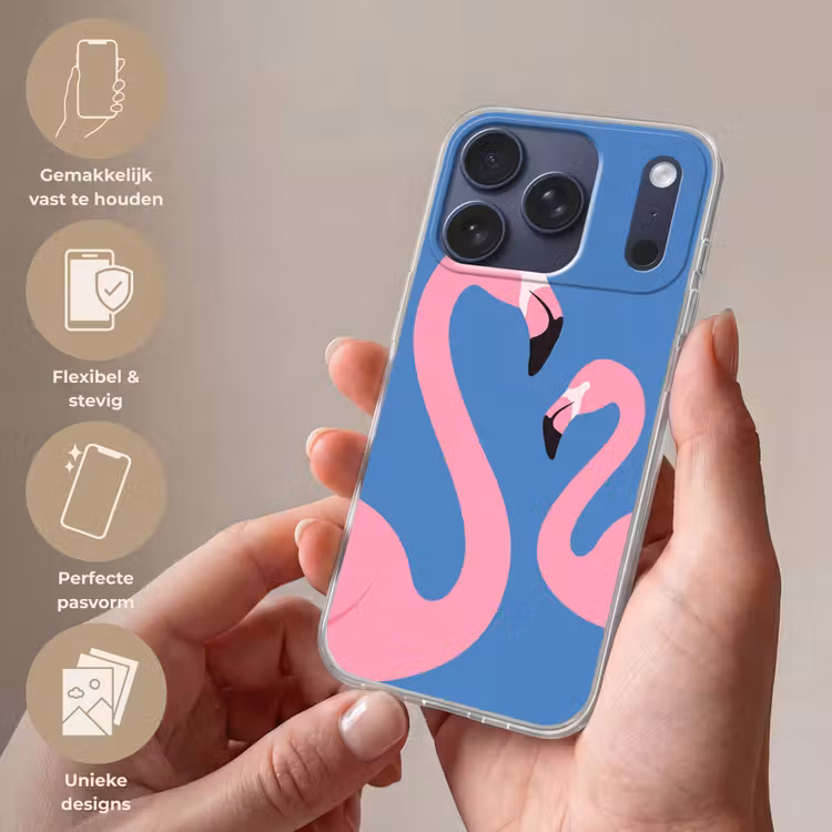 Vogel - Paar - Dieren - Modern - Roze Telefoonhoesje iPhone 17 Pro klein -sfeer3_NL