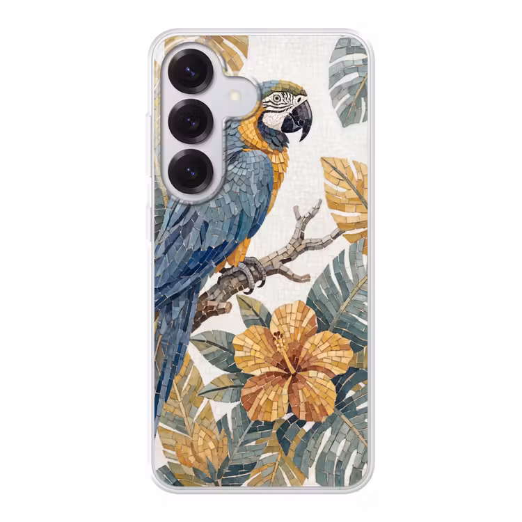 Vogel - Tak - Natuur - Mozaïek - Blauw Telefoonhoesje Samsung Galaxy S26 klein -3d