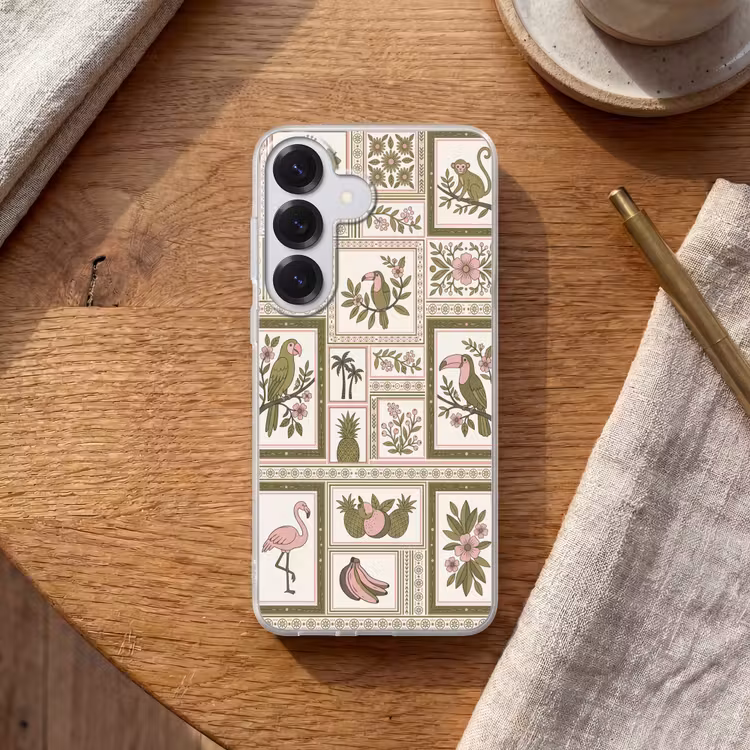 Vogel - Tropisch - Patroon - Decoratief - Groen Telefoonhoesje Samsung Galaxy S26 klein -sfeer1