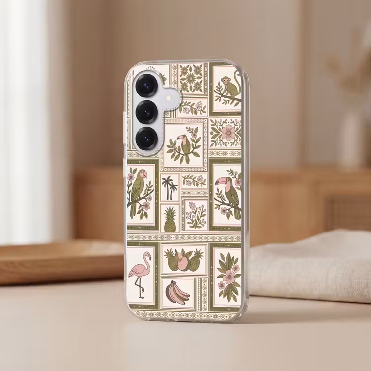 Vogel - Tropisch - Patroon - Decoratief - Groen Telefoonhoesje Samsung Galaxy S26 klein -sfeer2