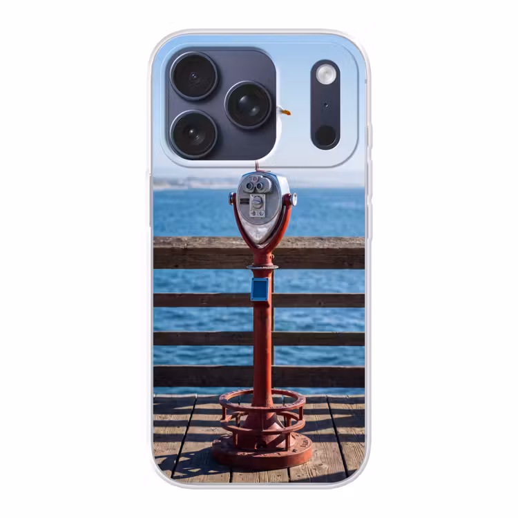 Vogel - Verrekijker - Kust - Zee - Blauw Telefoonhoesje iPhone 17 Pro klein -3d