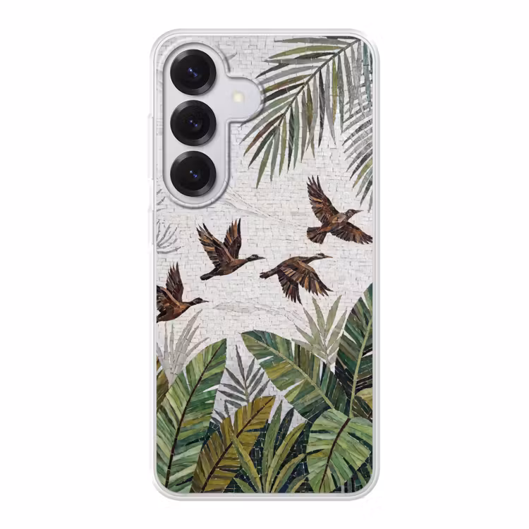 Vogel - Vliegend - Tropisch - Mozaïek - Groen Telefoonhoesje Samsung Galaxy S26 klein -3d