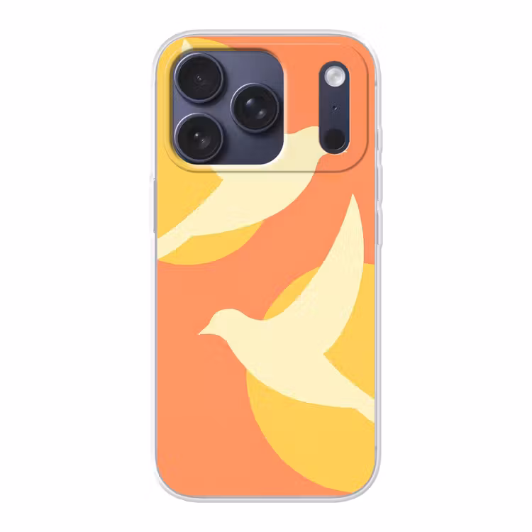 Vogels - Cirkels - Geel Telefoonhoesje iPhone 17 Pro klein -3d