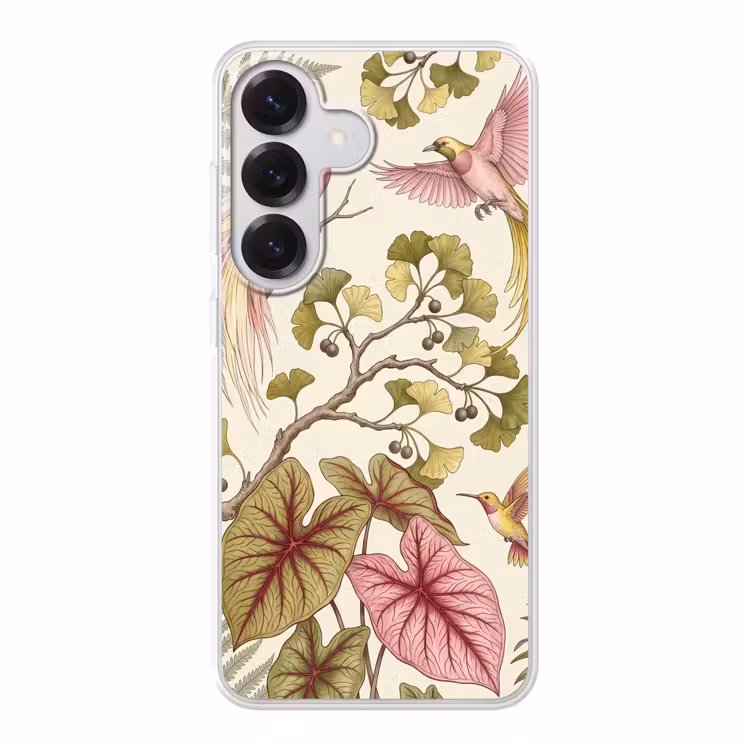 Vogels - Tropisch - Botanisch - Roze Telefoonhoesje Samsung Galaxy S26 klein -3d